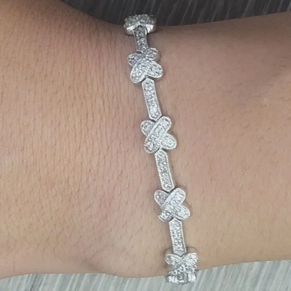 QVC Diamonique Sterling Silver CZ Pave Tennis Bracelet 7.25
